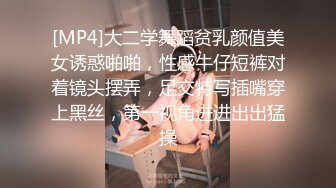 [MP4]大二学舞蹈贫乳颜值美女诱惑啪啪，性感牛仔短裤对着镜头摆弄，足交特写插嘴穿上黑丝，第一视角进进出出猛操